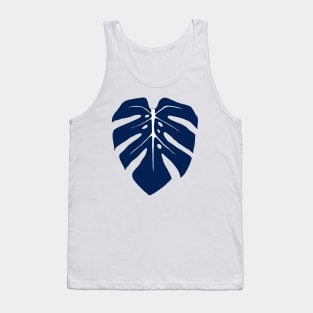 Navy Blue Monstera Leaf Tank Top